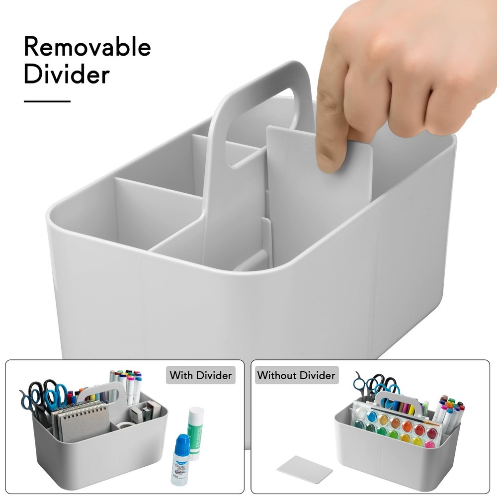 Multipurpose Caddy Organizer, Plastic Caddy with Handle, Stackable Desk Organ...