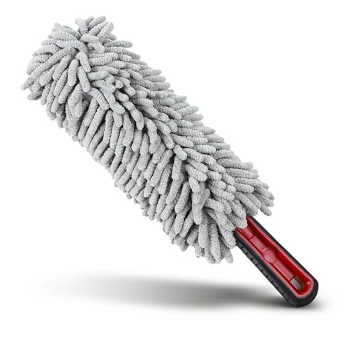 Car Duster Interior & Exterior, 13.78" Soft Microfiber Auto Duster Light Gray