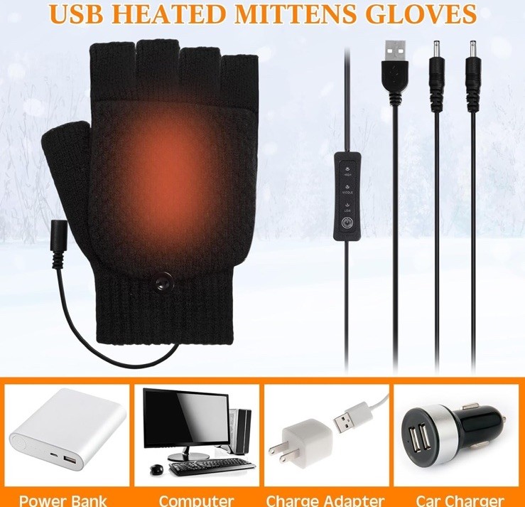 USB Heated Gloves Temperature Adjustment USB Thermal Gloves