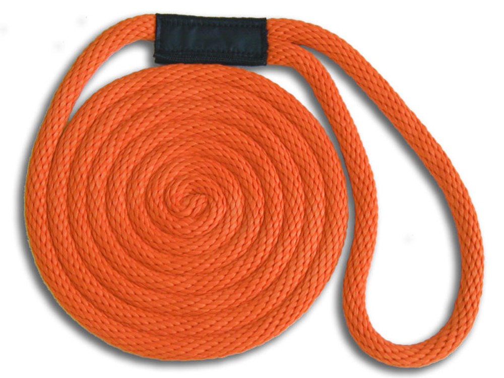 5/8" x 20' Solid Braid Dock Lines - Orange - Made in USA
