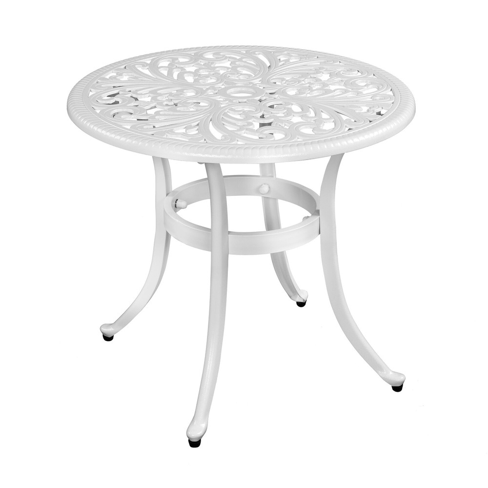 Phoenix Cast Aluminum Round Table Patio End Table Side Table Bar Table White