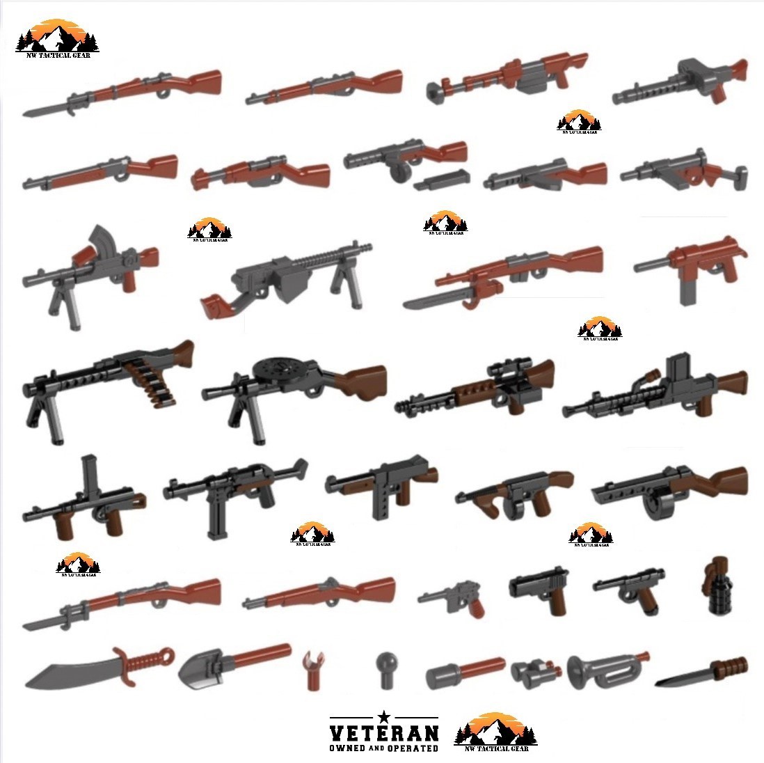 WW2 Machine Guns Rifles for Lego Minifig soldier 36 PCS WEAPON PACK