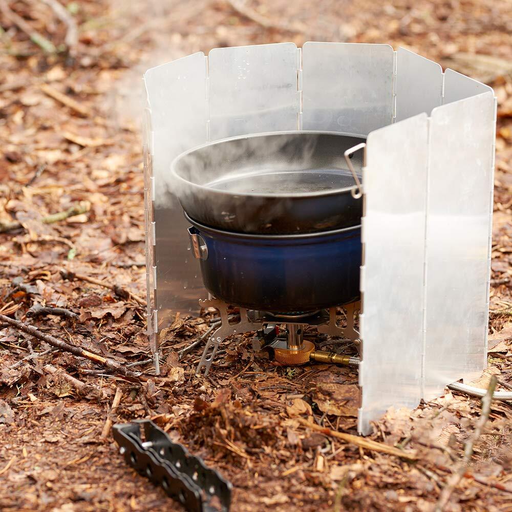 10-Panel Folding Windscreen for Outdoor Stove, Lightweight & Compact Aluminum