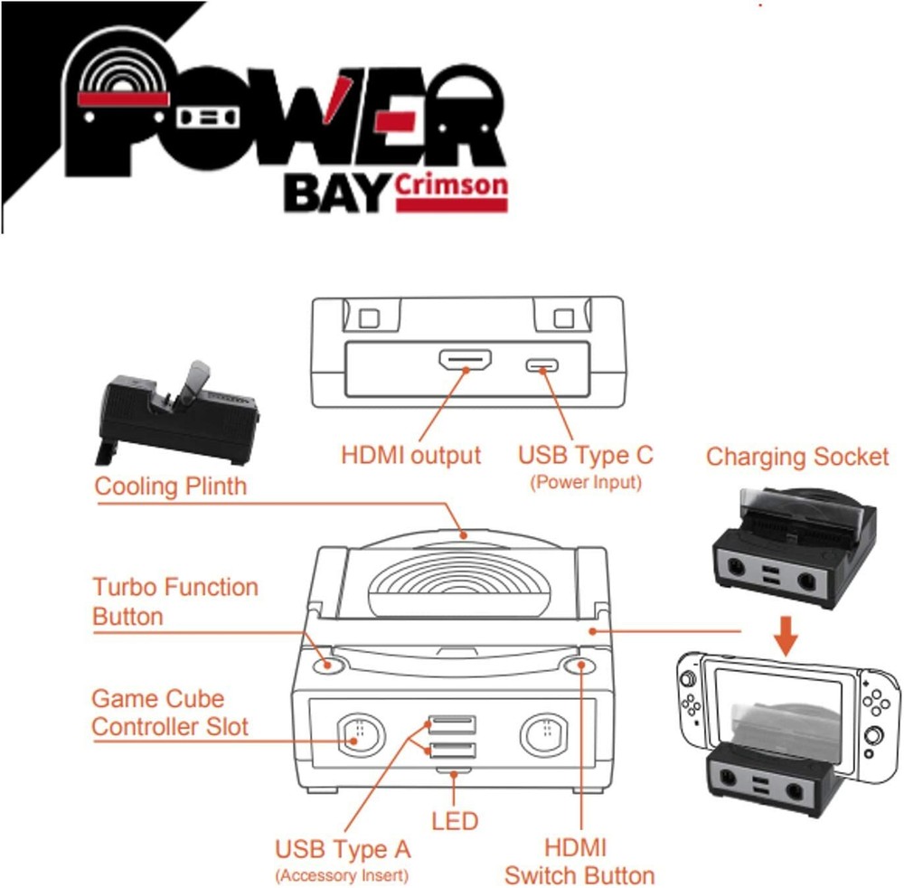 Brook Power Bay Crimson for the Nintendo Switch without Bluetooth
