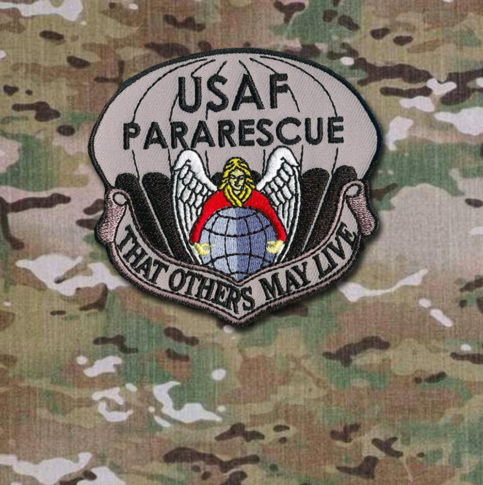 USAF Pararescue Embroidered Patch (PJs) - Hook & Loop Backing - 3.25" X 3"
