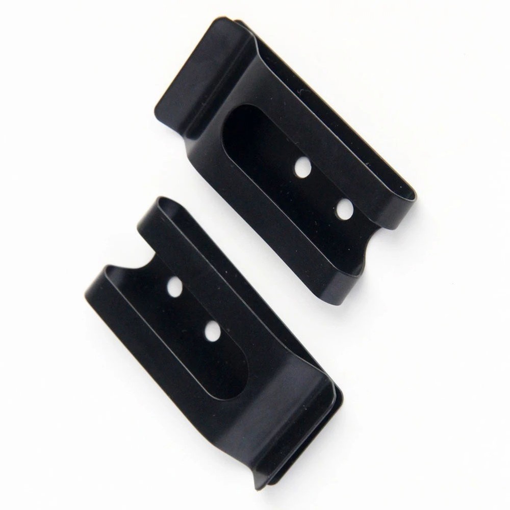 Practical Belt Clip Hook Securing Clip 2pcs Black Coated Finish Flat Base