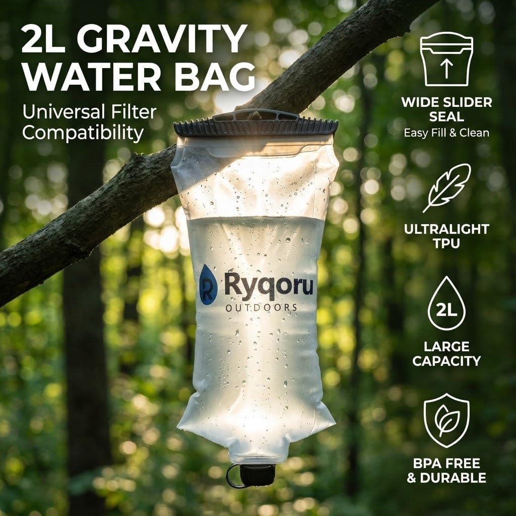 2L Collapsible Water Bag, 28Mm Thread TPU Hydration Canteen Compatible with Sawy