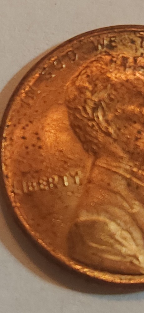 1987 D Penny Multiple Dye Chips Obverce And Reverse Almost Uncirlated