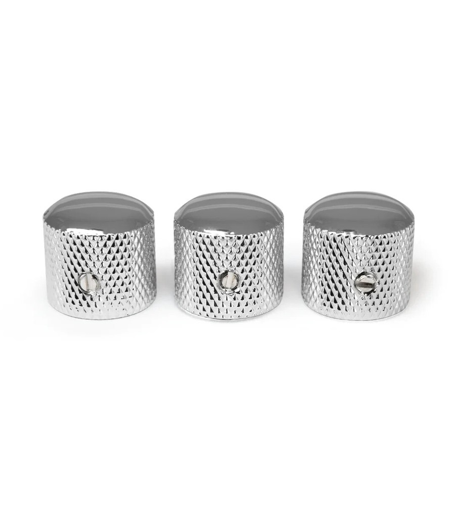 920D Custom Metal Knurled Chrome Dome Top Knobs for Strat Guitars  (3 Pack)