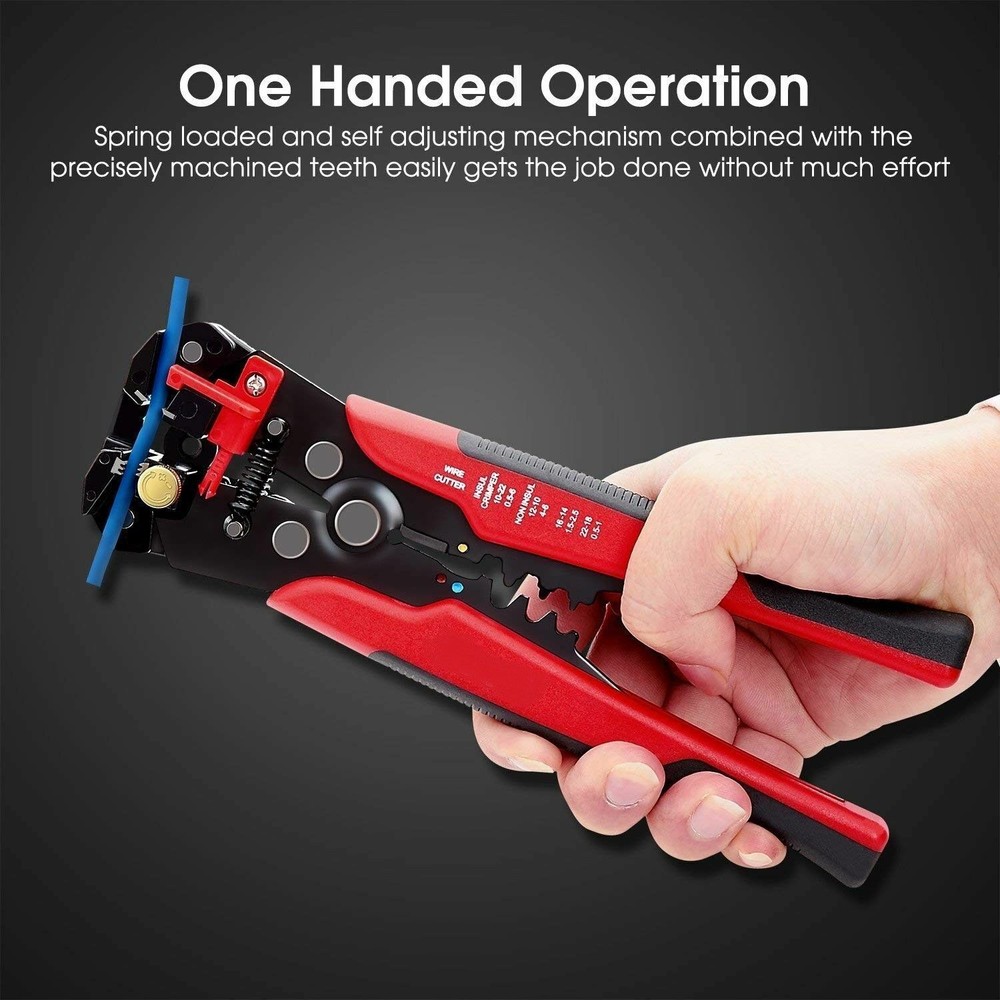 Self Adjusting Wire Stripper & Wire Cutter Crimper Cable Stripping Tool 8"