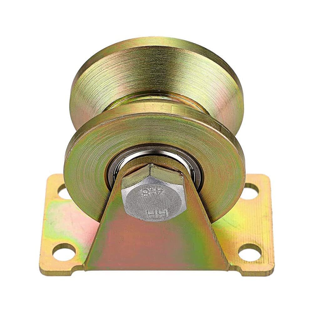 4 Pack 2" V-Type Groove Wheel Rigid Caster with Bracket for Rolling Slding Gate
