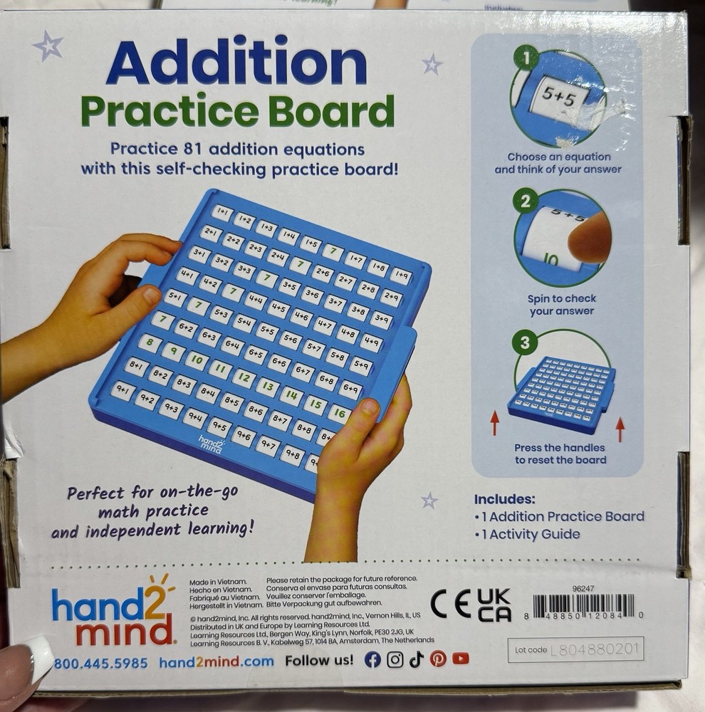 Hand 2 Mind Pre K Educational Addition Learning Practice Game