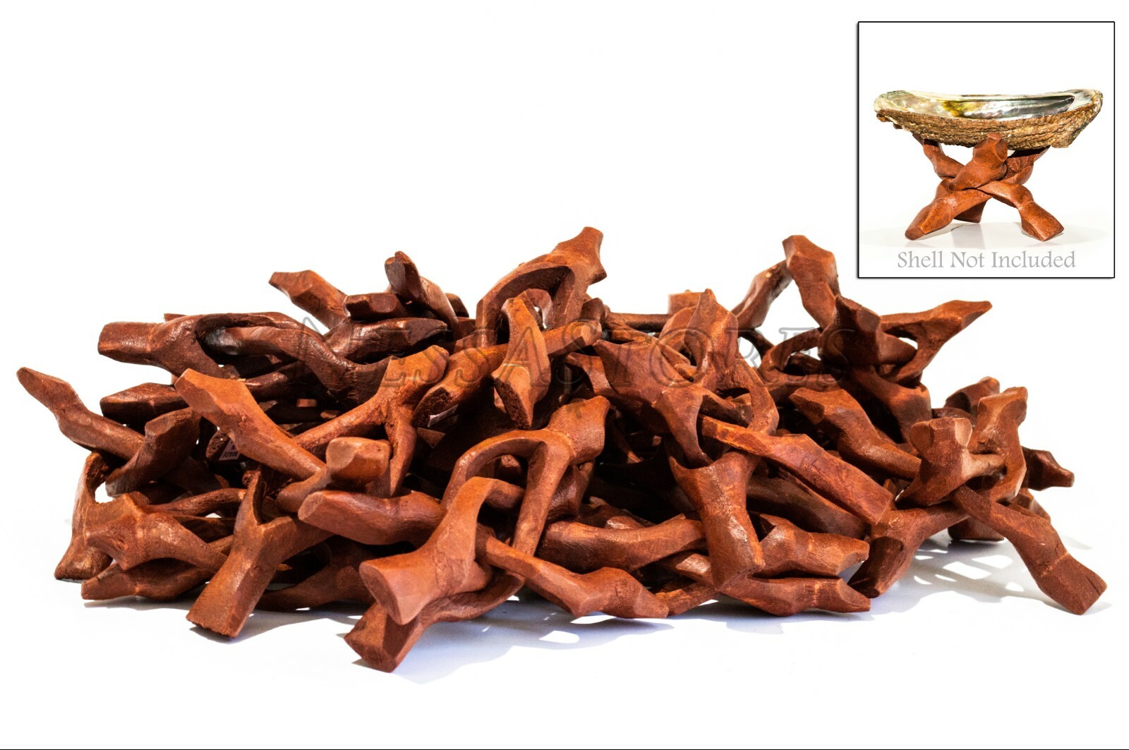 NessaStores Carved Tripod Wood Stand Holder 4" (63 pcs) #JC-45