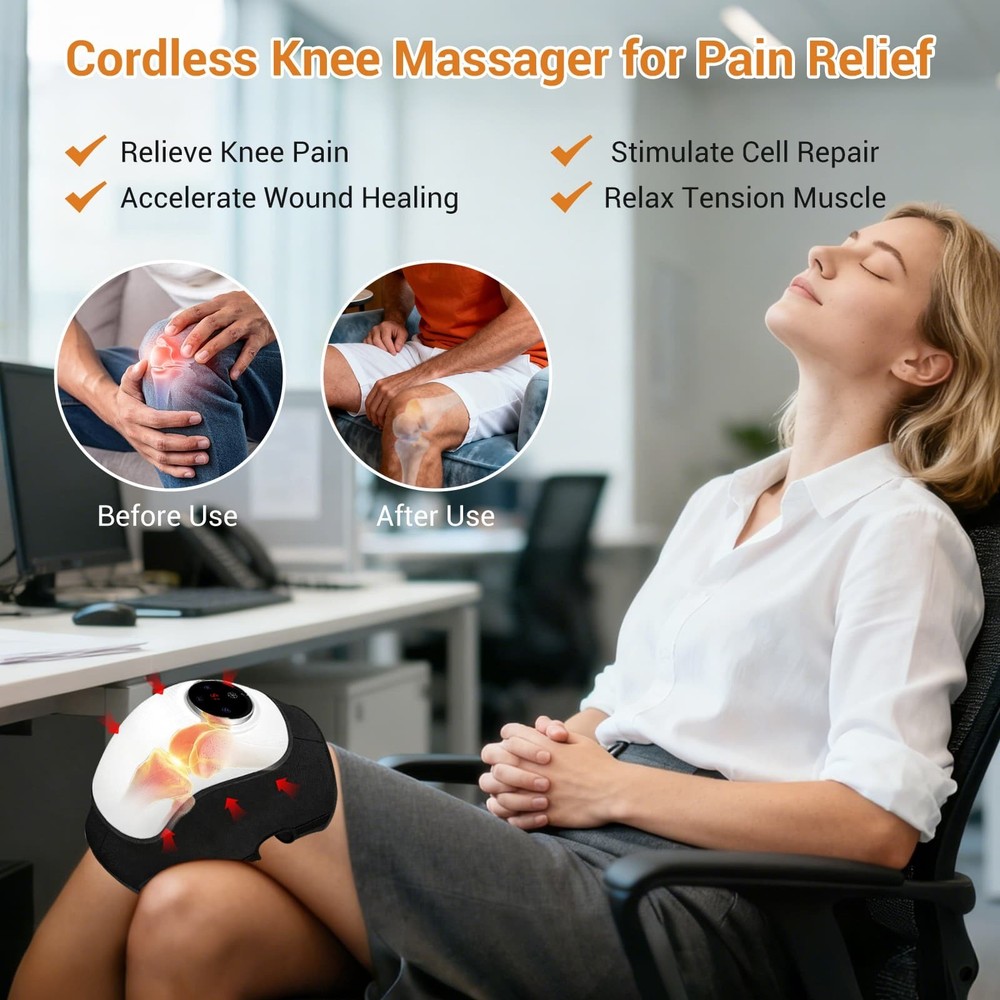 Knee Wrap Massager Air Compression Heating Pad for Circulation Therapy