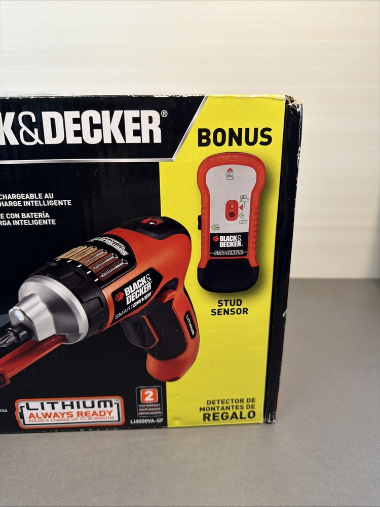 E1 BLACK+DECKER Lithium Ion Cordless Screwdriver & Stud Sensor Set Ms4