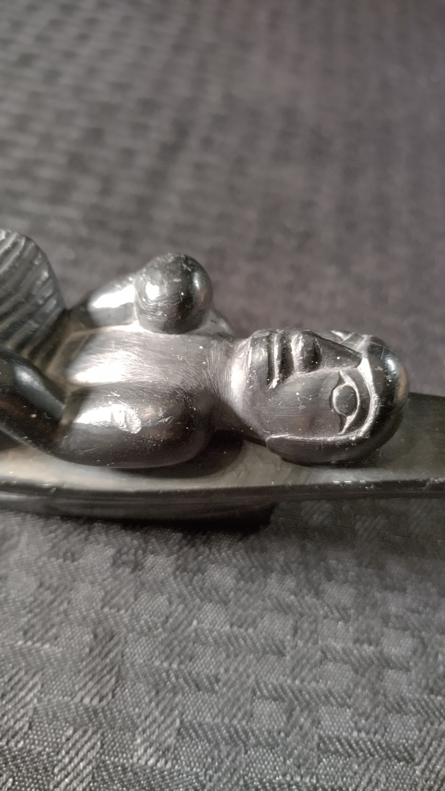 Haida Argillite Canoe Carving W/ Three Figures - Patina Possibly Early 1900s