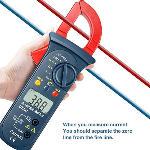 Digital Clamp Meter 2000 Counts, Multimeter Amp Meter with Auto Ranging; Small