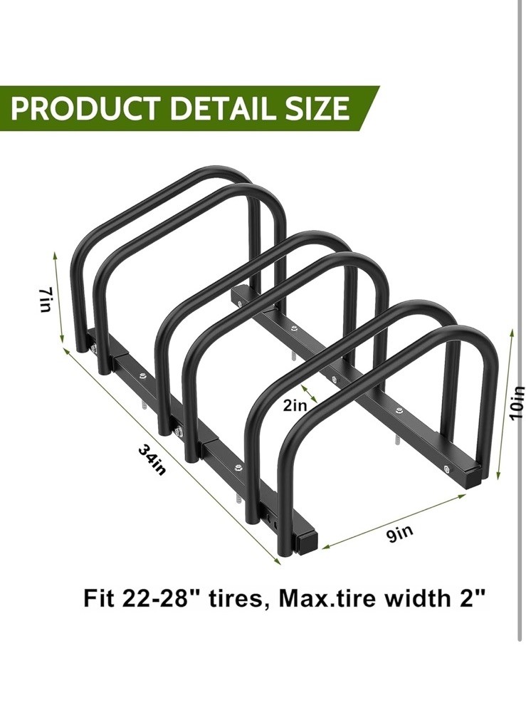 WALMANN 3 Bikes Floor Bike Stand, Bike Parking Rack Garage Bike Storage Stand