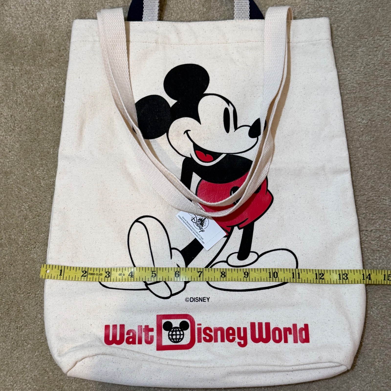 NEW DISNEY WORLD CLASSIC MICKEY MOUSE CANVAS TOTE BAG WITH HAND/SHOULDER STRAPS