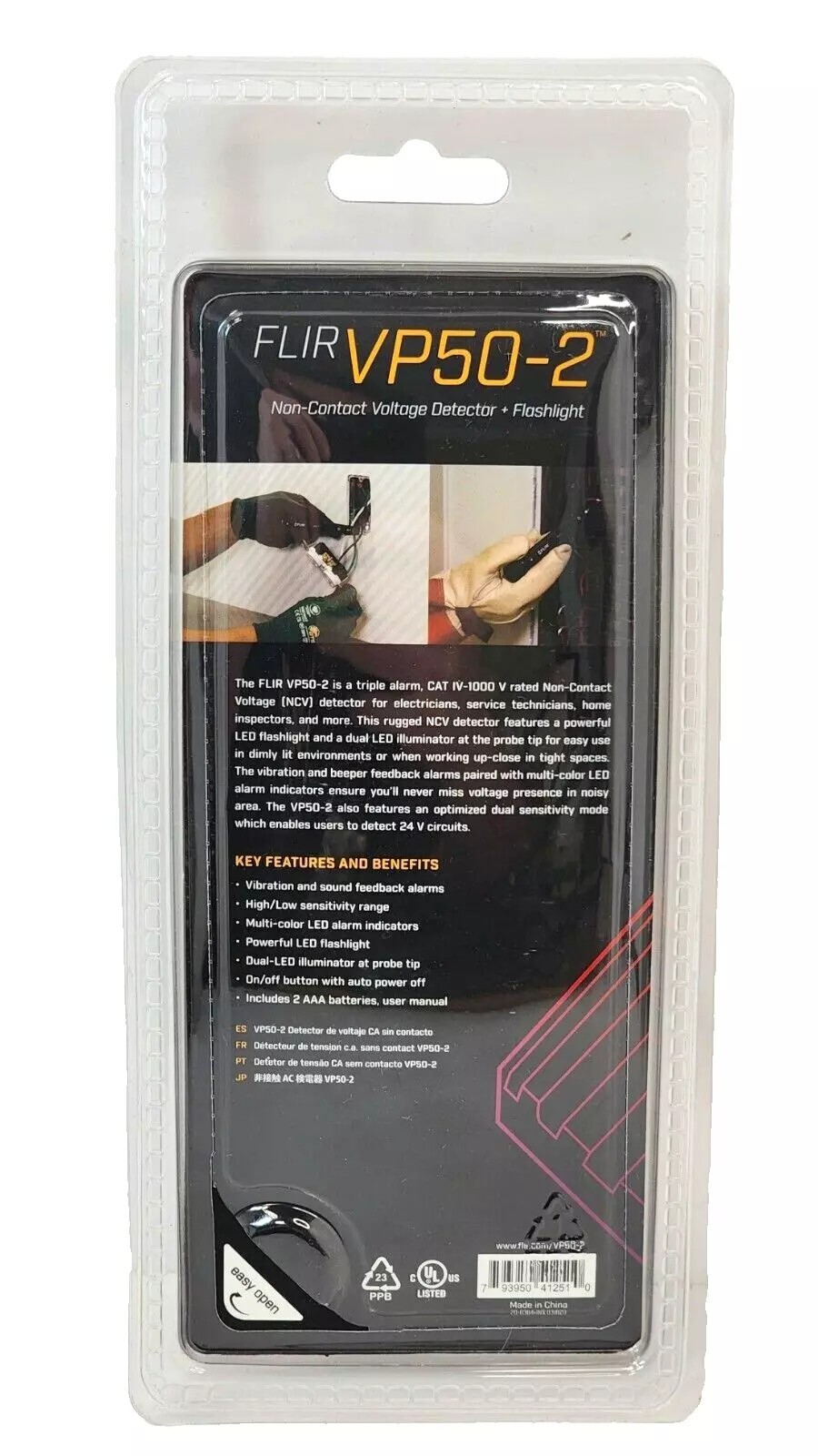 Flir VP50-2 Non-Contact Voltage Detector w/ LED Flashlight - CAT IV 1000 Volt
