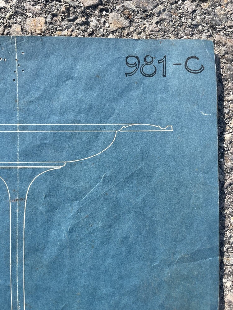 Antique Reed & Barton Co Paper Blueprint Pattern Sketch For Silver Cup Prototype