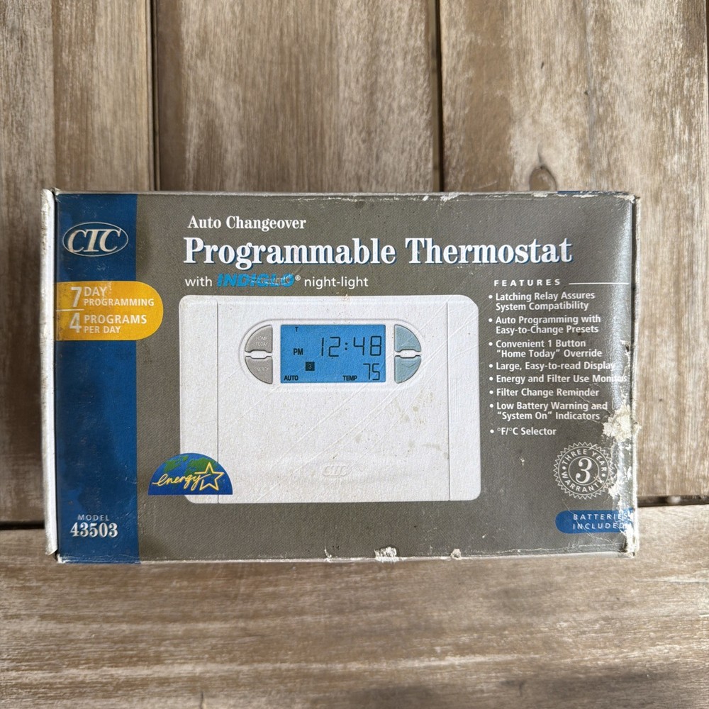 CTC Digital Electronic Thermostat Model 43503 Programmable New. Tattered box