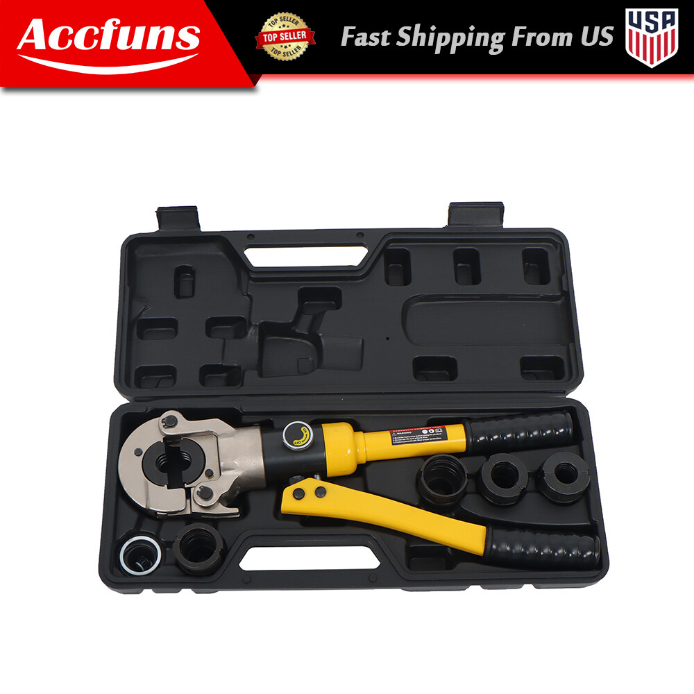 Copper Tube Fittings Crimping Tool w/ 1/2 3/4 & 1-inch Jaw Hydraulic Pipe Cutter