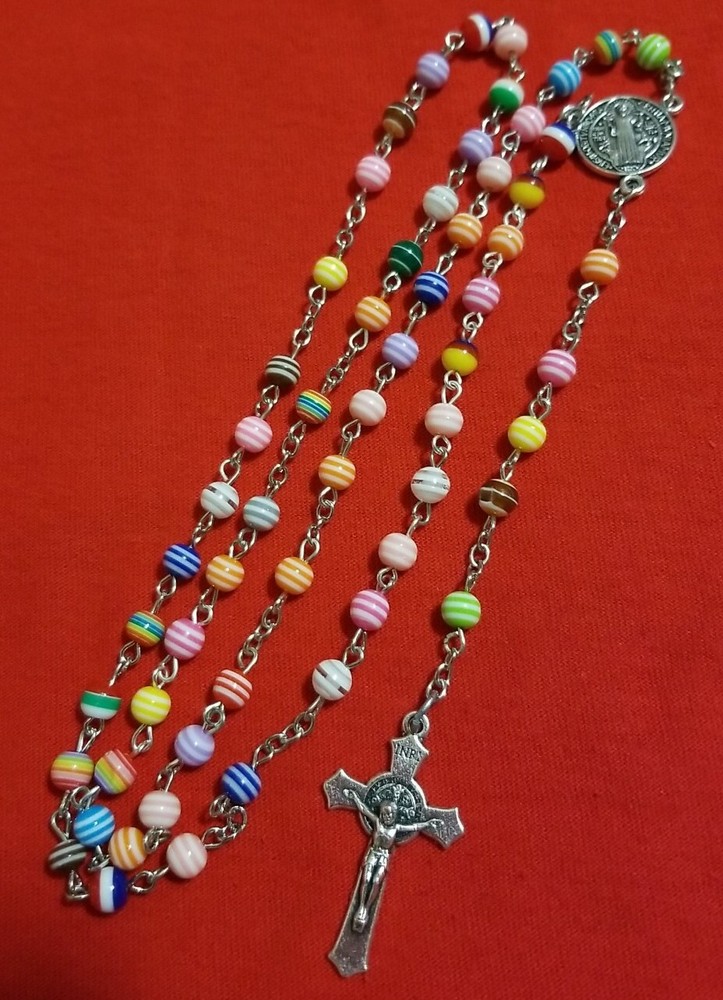 CHRISTIAN.CATHOLIC  SAINT  BENEDICT ROSARY  COLOR FROM ITALY