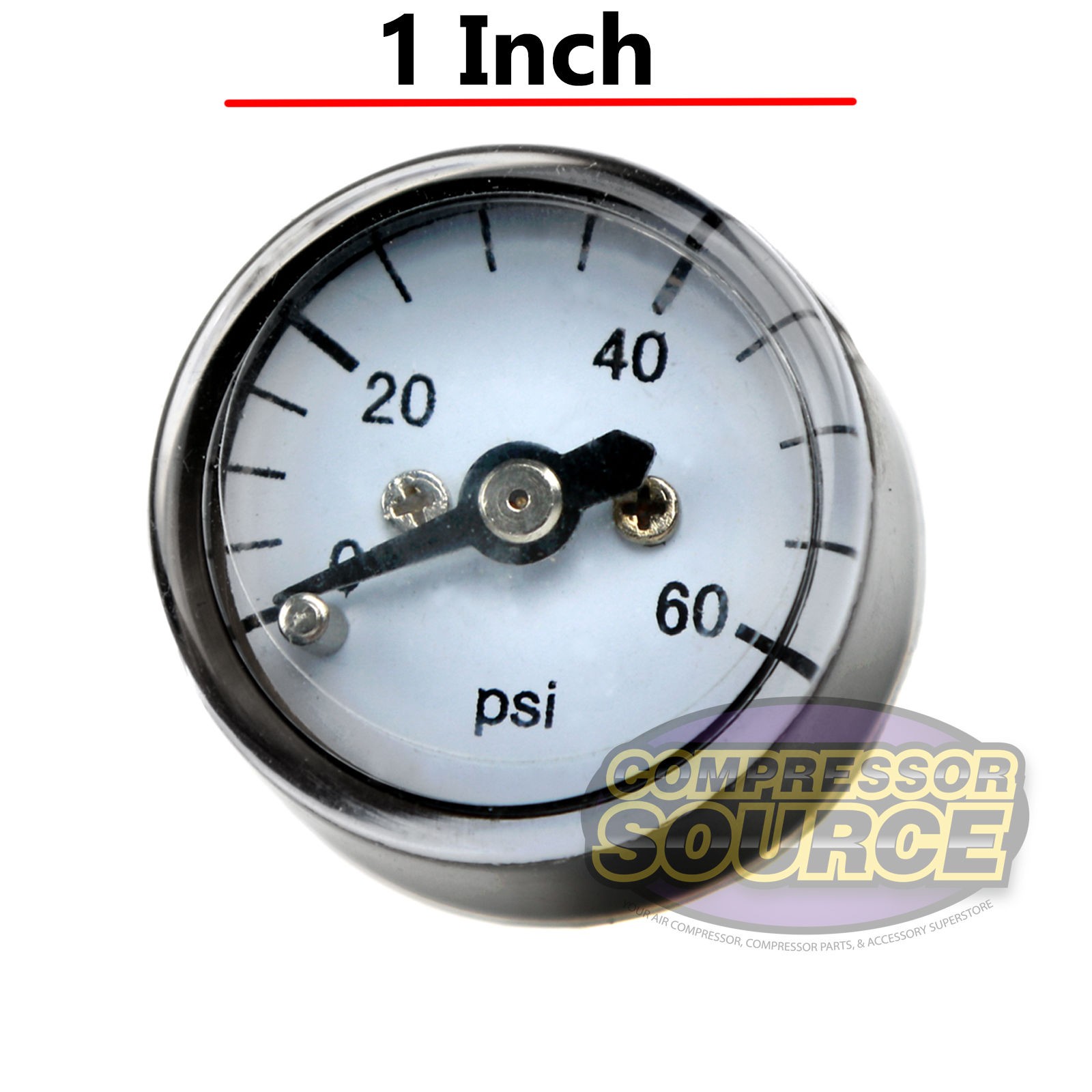 1/8" MNPT Mini/Micro Air Pressure Gauge 0-60 PSI 1" Face CBM Center Back Mount