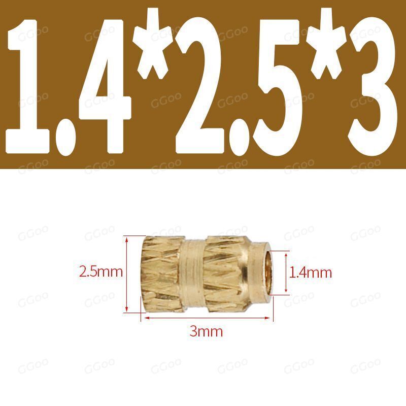 Thread Knurled Brass Threaded Heat Set Heat Resistant Insert Embedment M1.4-M10