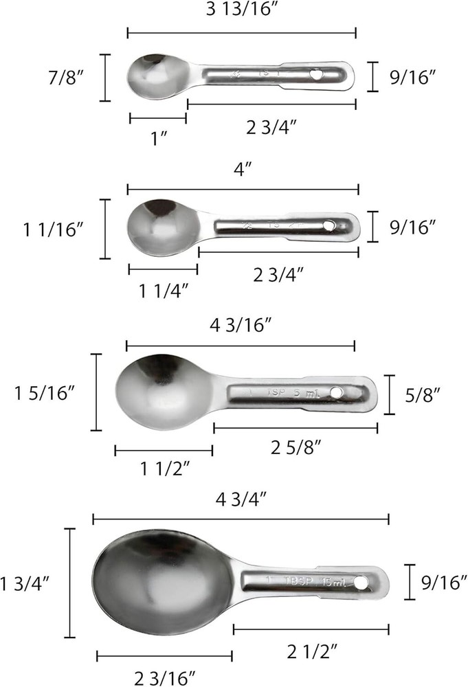 Thunder Group Stainless Steel Measuring Spoon Set