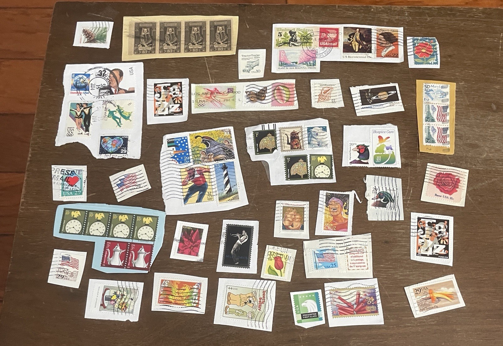 US Stamps Large Lot of More Modern Stamps On Piece