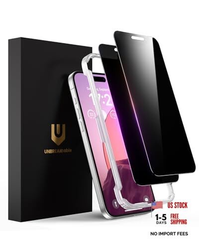 Privacy Screen Protector for iPhone 16, Full Coverage iPhone 15/iPhone 16