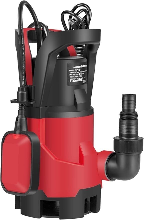1HP Electric Water Submersible Pump 3700GPH Automatic Float Switch Sump Pump US