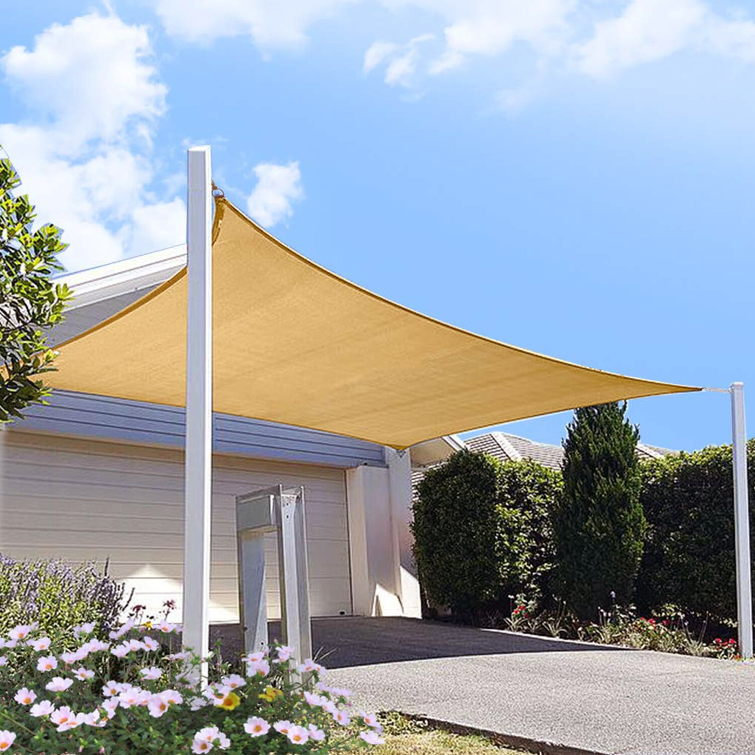 20-29 FT Shade Sail Rectangle Sand Sun Canopy Cover w/ Steel Wire Garden Outdoor