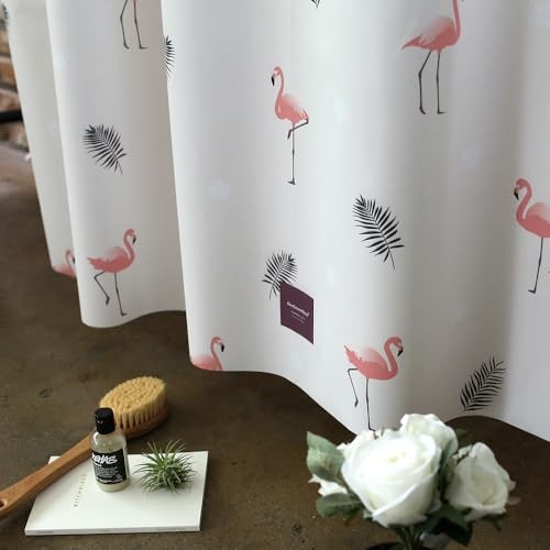 Quick-Dry Lightweight Shower Curtain – Made in 71"W x 74"L (Pack of 1) Flamingo