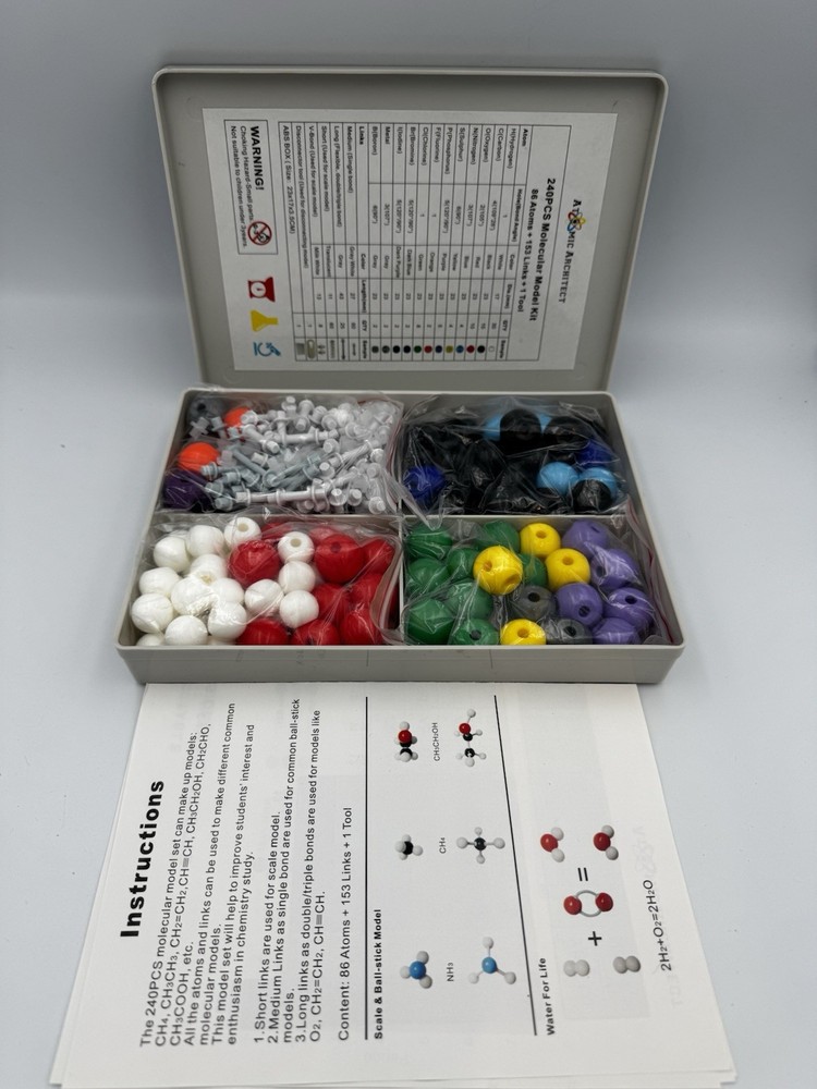 Atomic Architect Molecular Modeling Kit 240 Piece Set Extended Edition Complete