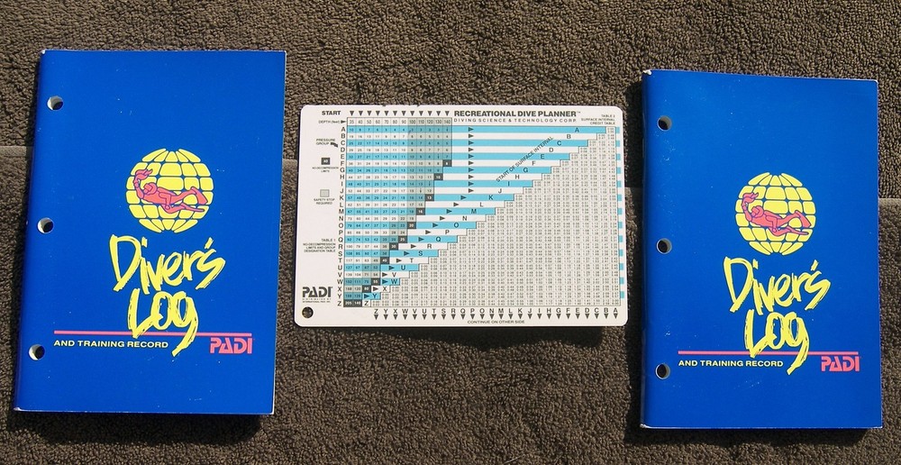 LOT PADI Divers Log Training Record Diving Tables Recreational Dive Planner