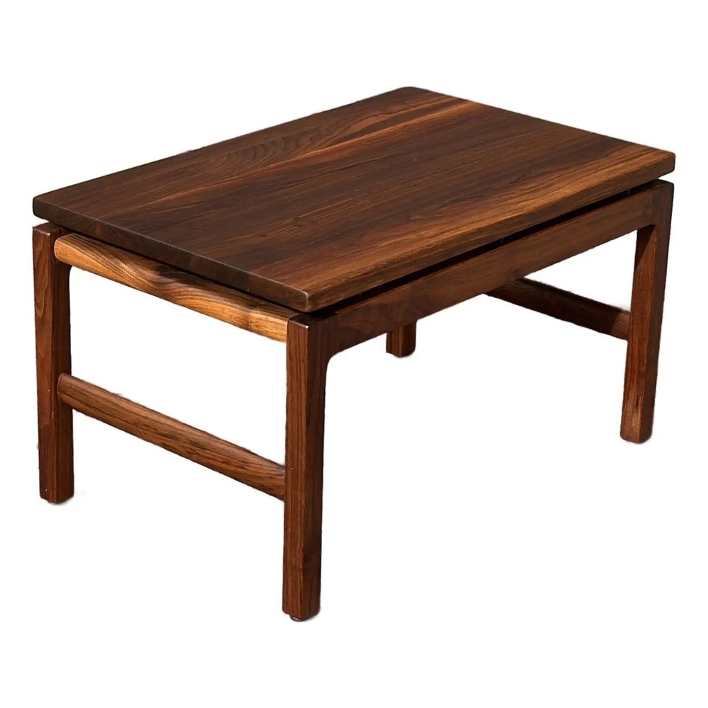 Mid-Century Modern Gunlocke Solid Walnut Floating Top Side Table Jens Risom