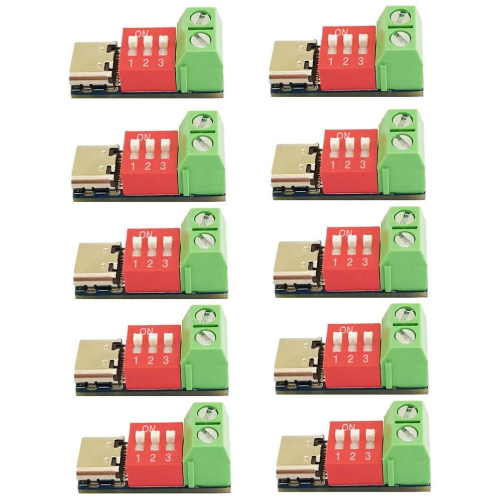 PD Trigger Board 10pcs Set USB-C 100W Adjustable Voltage 20V Max BC1.2 Protocol