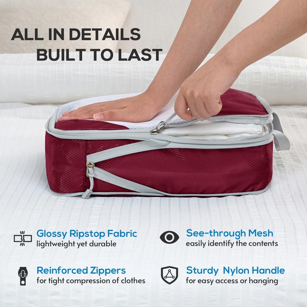 Compression Packing Cubes, 7 Set Packing Cubes for Travel Compression, Lightw...