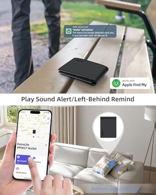 Wallet for Men, Built-in Bluetooth Tracker with Carbon Black -Gentlemanliness