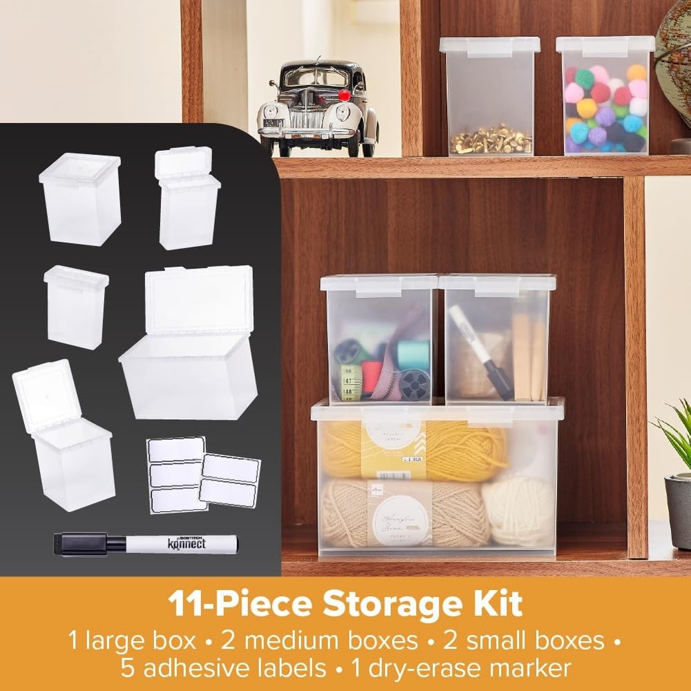 Bostitch Konnect Storage Containers with Lids, Organizer, Combo pack, Clear