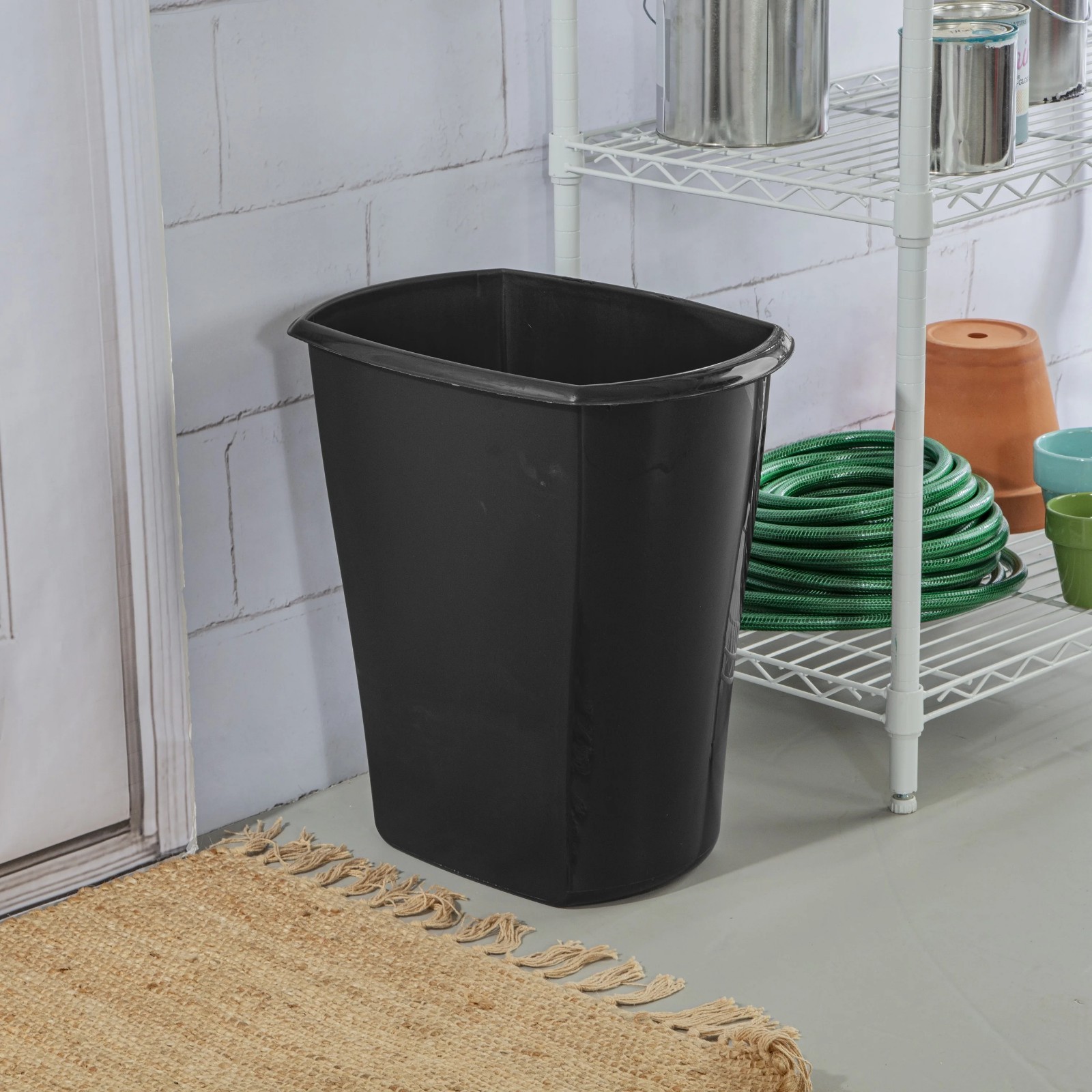 Sterilite 10 Gallon Rectangular Trash Can, Kitchen, Black Trash Can