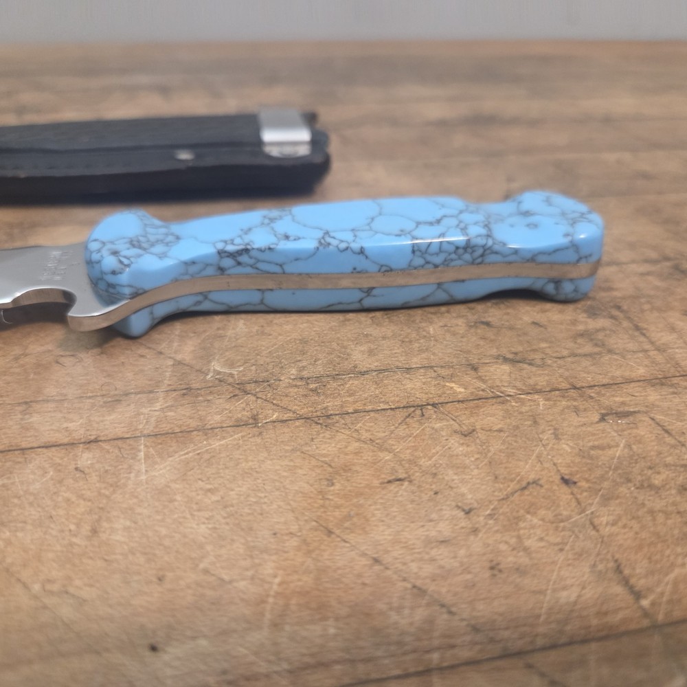 Western W77 Stabilized Turquoise Fixed Blade Boot Knife w/sheath