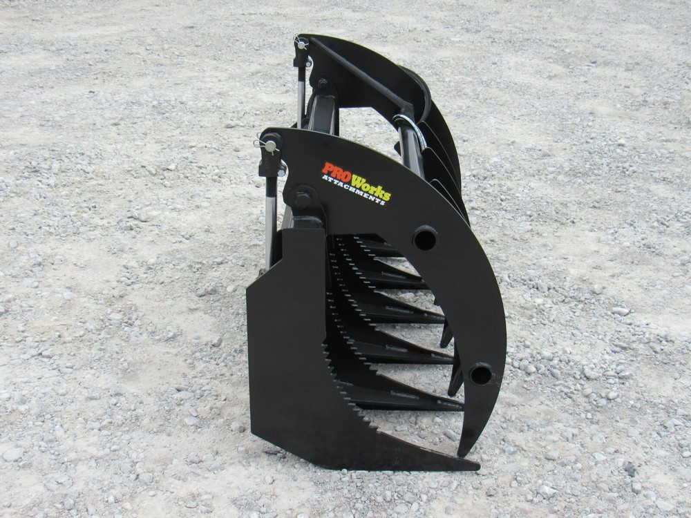 60" Brush Root Rake Clam Grapple Attachment Fits Skid Steer Tractor Quick Attach