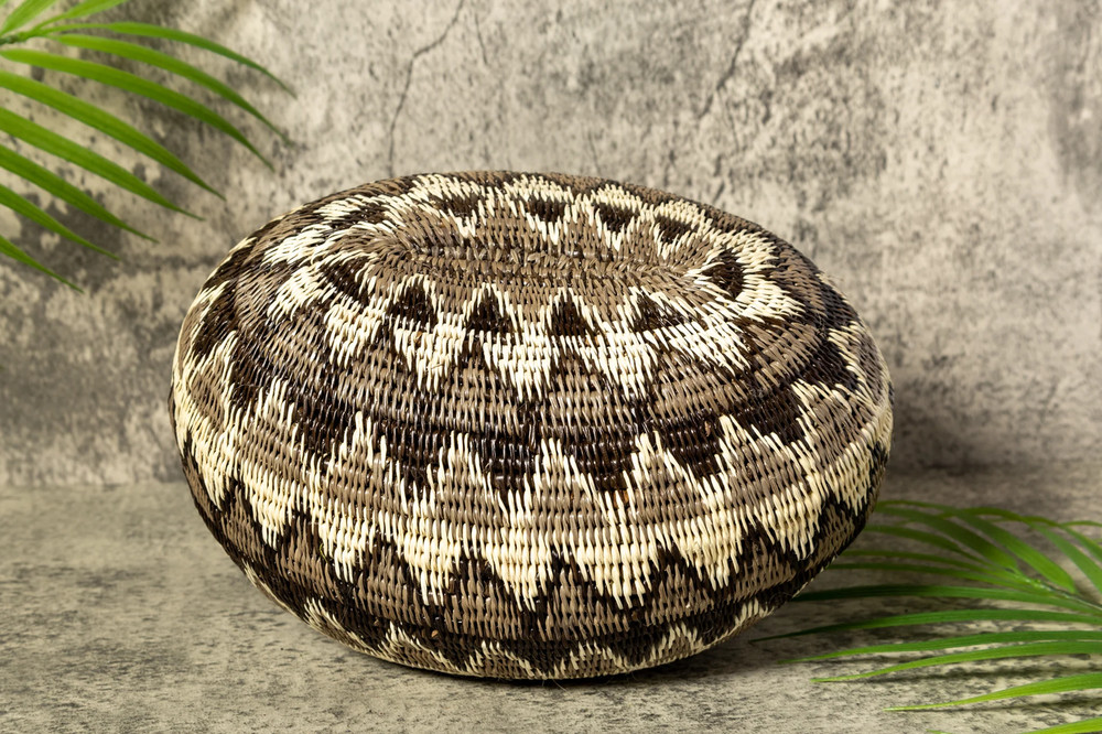 Gray Forest Melody Woven Basket With Top