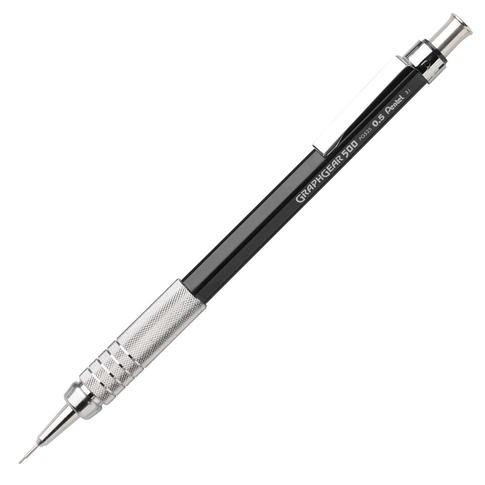 PG525A Pentel GraphGear 500 Automatic Drafting Pencil, 0.5mm, Black, 6 Each