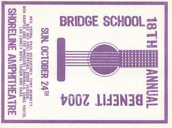 18th Annual Bridge School Benefit Backstage Pass Mountain View 2004 Purple Su...