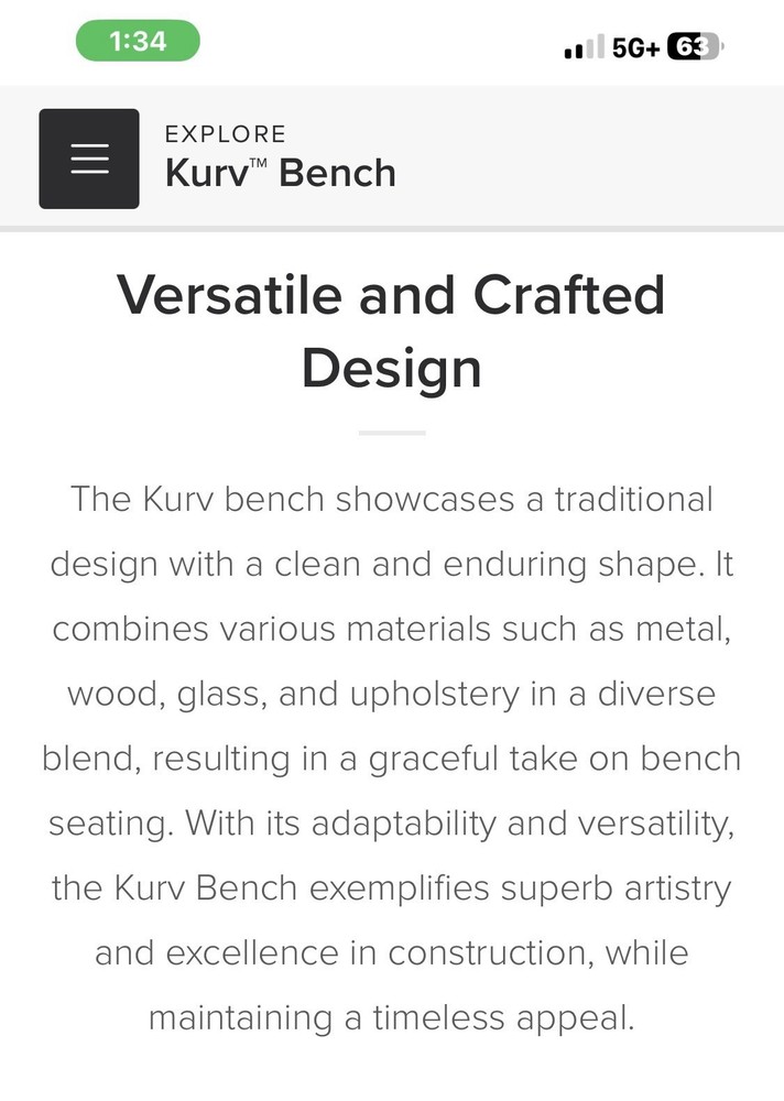 Large Kurv Leather Bench